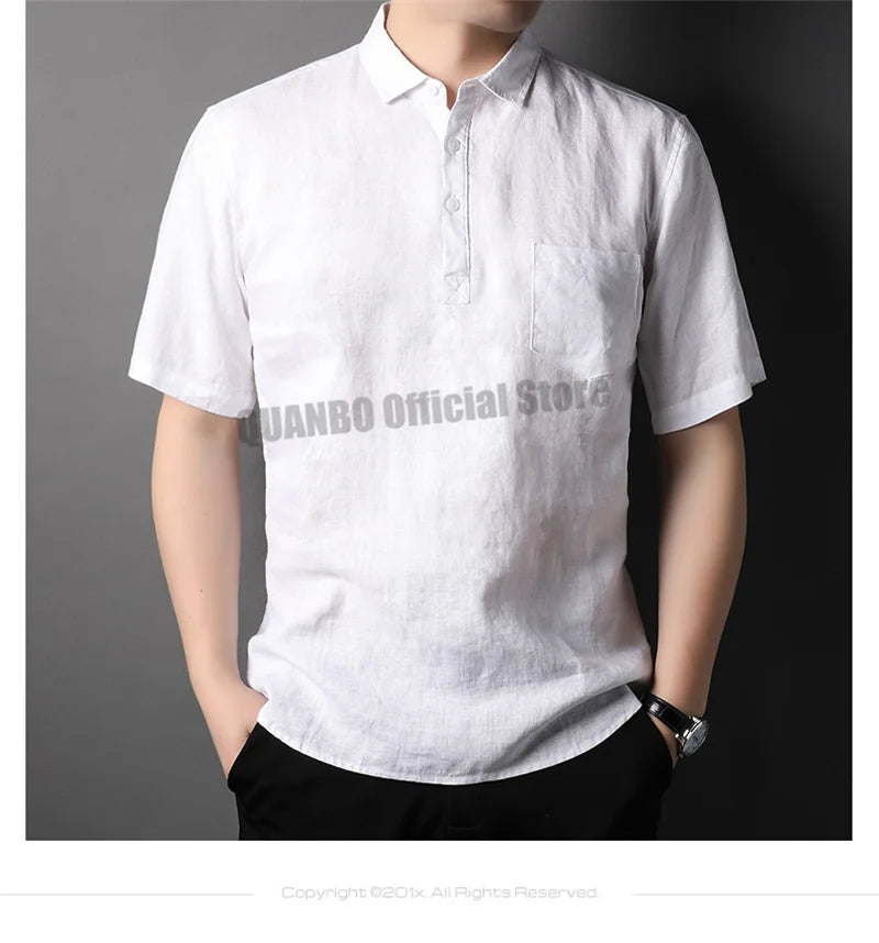 100% Linen Men Summer Shirts 2022 New Men's Fashion Comfortable Breathable Casual Classic Korean Pullover
