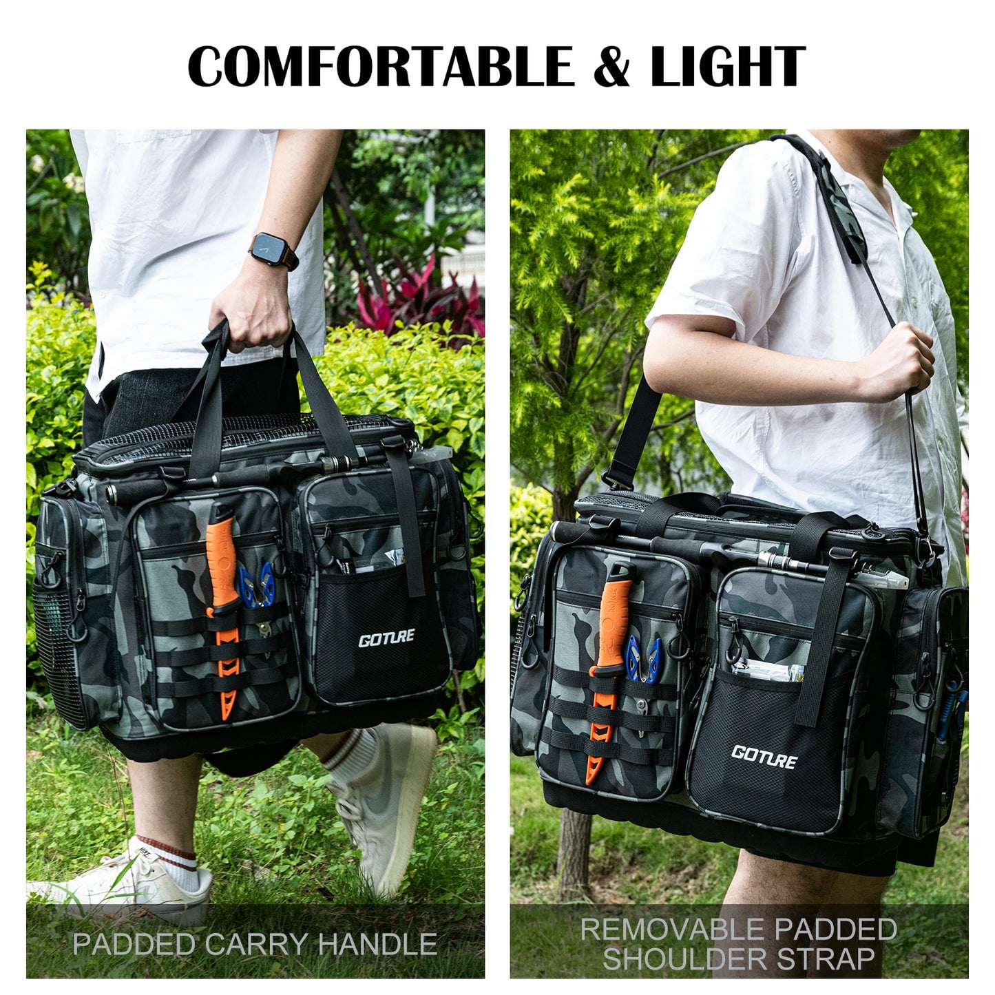 53*29*38.5cm Water Proof Oxford cloth Fishing Bag Outdoor Camping Backpack Large Capacity Multi-Purpose Fishing Tackle Bag