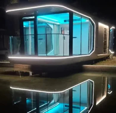 Prefabricated Space Container cabin home, Huawei Capsule Tiny House with Bedroom and Bathroom,IOT capsule Villa