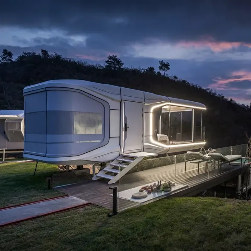 Prefabricated Space Container cabin home Capsule Tiny House with Bedroom and Bathroom,IOT Villa