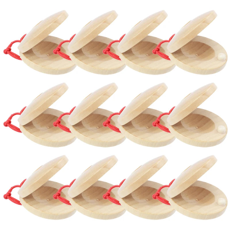 12 Pcs Castanets Children Wood Music Instrument Puzzle Kids Finger Small Wooden Infant