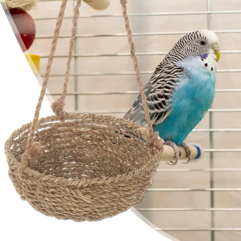 Bird Nest For Cage Summer Rattan Parrot Houses For Sleeping Novelty Bird Dangling Houses For Indoor & Outdoor Cozy Sleeping Huts