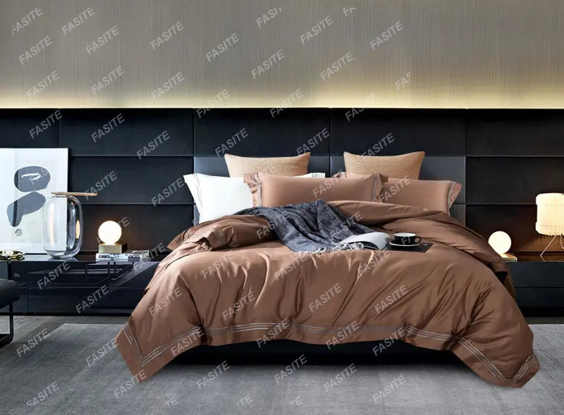 120s long-staple cotton satin cotton light luxury quilt cover four-piece high-end hotel European-style cotton bedding