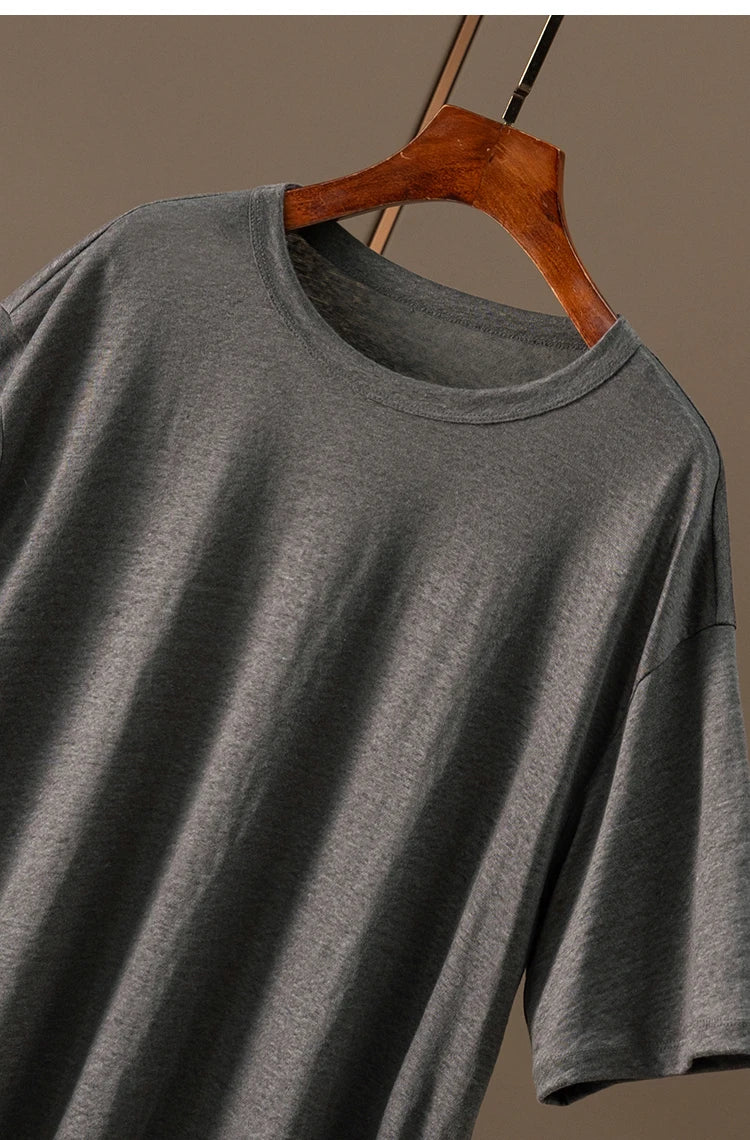 100% Linen Knitted High-quality Casual Loose Round Neck Short-sleeved T-shirt Women Short Sleeve Shirts for Women