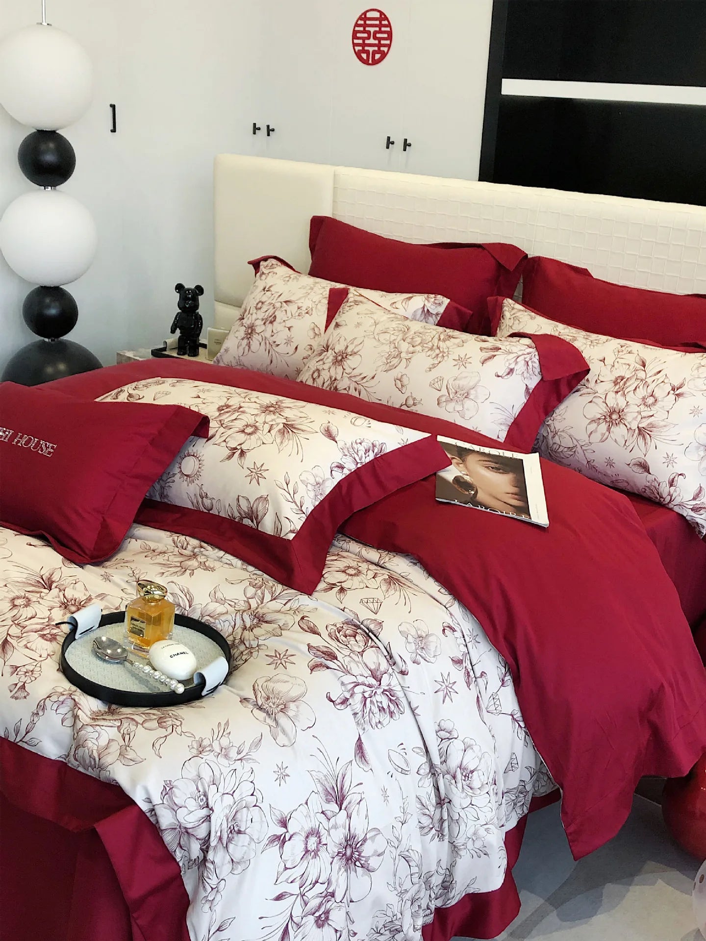 100S Egyptian Cotton Bedding Set Wedding Queen King Double Size Digital Printing Bed Linens Duvet Cover Set Sheet Pillowcase