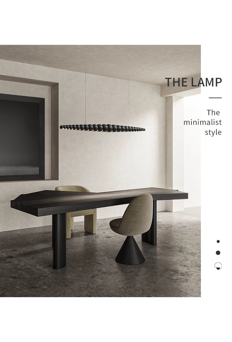 Wooden Pendant Lights Hanging Lamp Modern Table LED Long Linear Light Kitchen Island Lighting for Dining Living Room Office