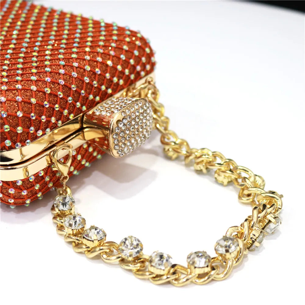 Women Evening Bags With Diamonds Style Party Handbags Metal Day Clutch Purse gold handbags for women