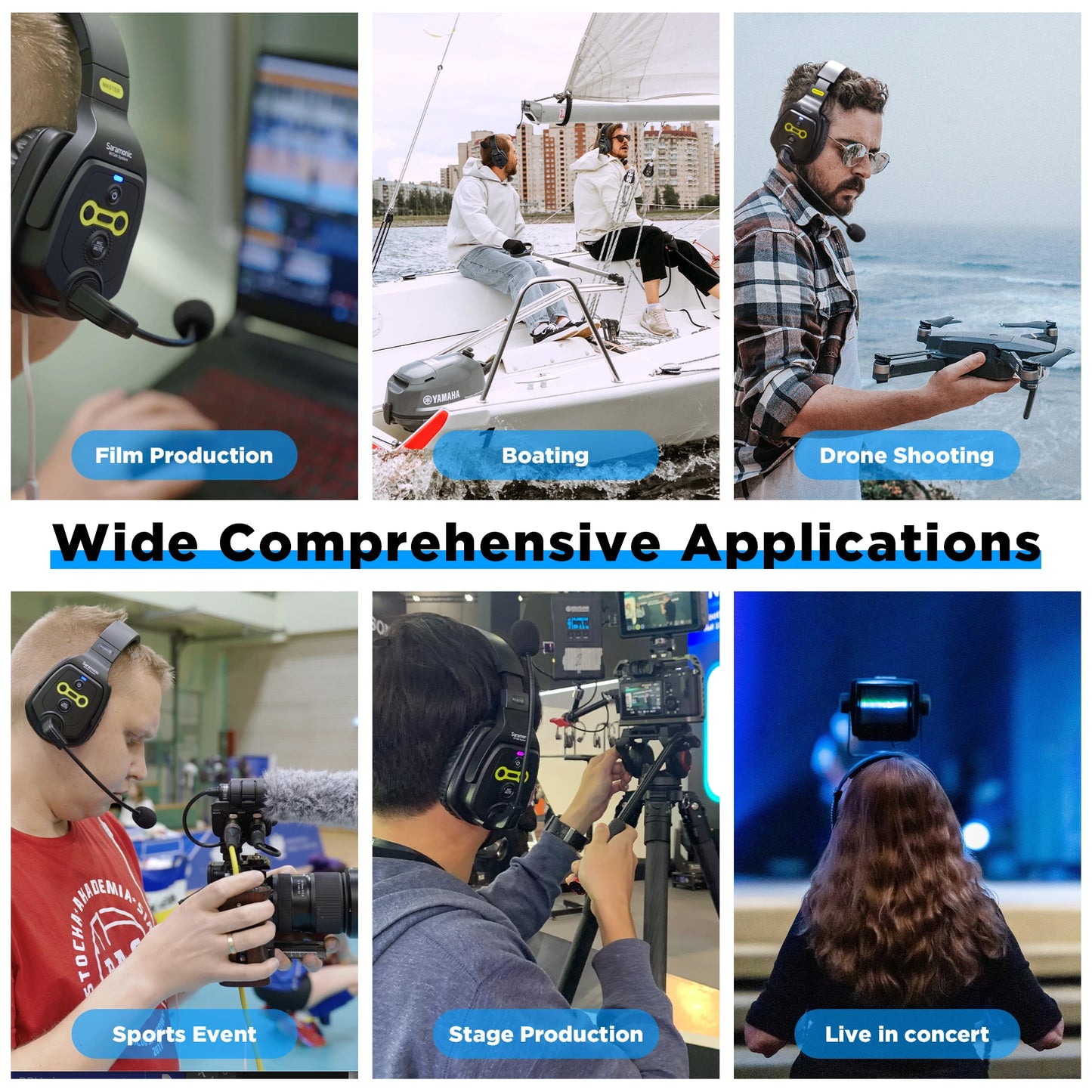 Saramonic Witalk WT9S Full Duplex Wireless Intercom Headset System Marine Communication Headset Boat Coaches Teamwork Microphone