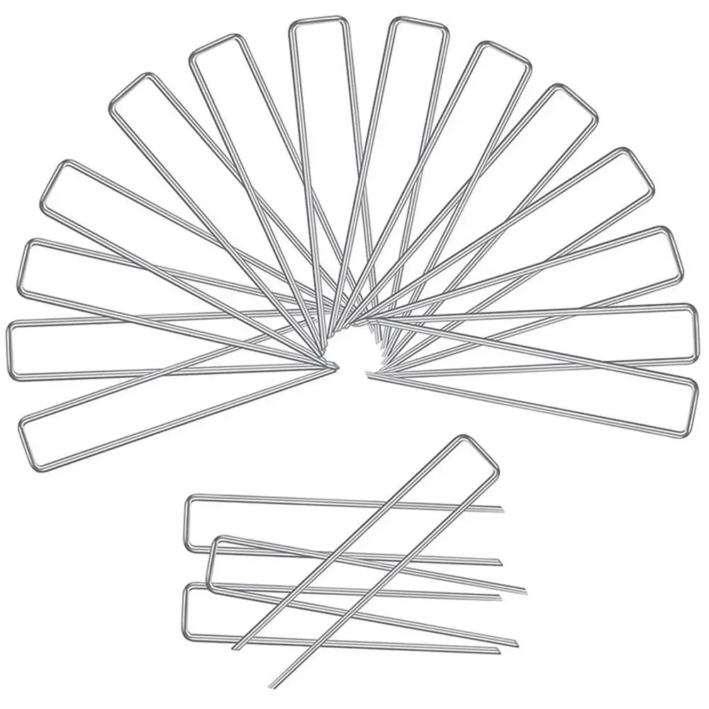 100 Pieces Garden Pegs Metal Tent Pegs U-shaped Gardening Nails Stakes Fence Steel Wire Lawn Spikes For Ground Sheets Membrane