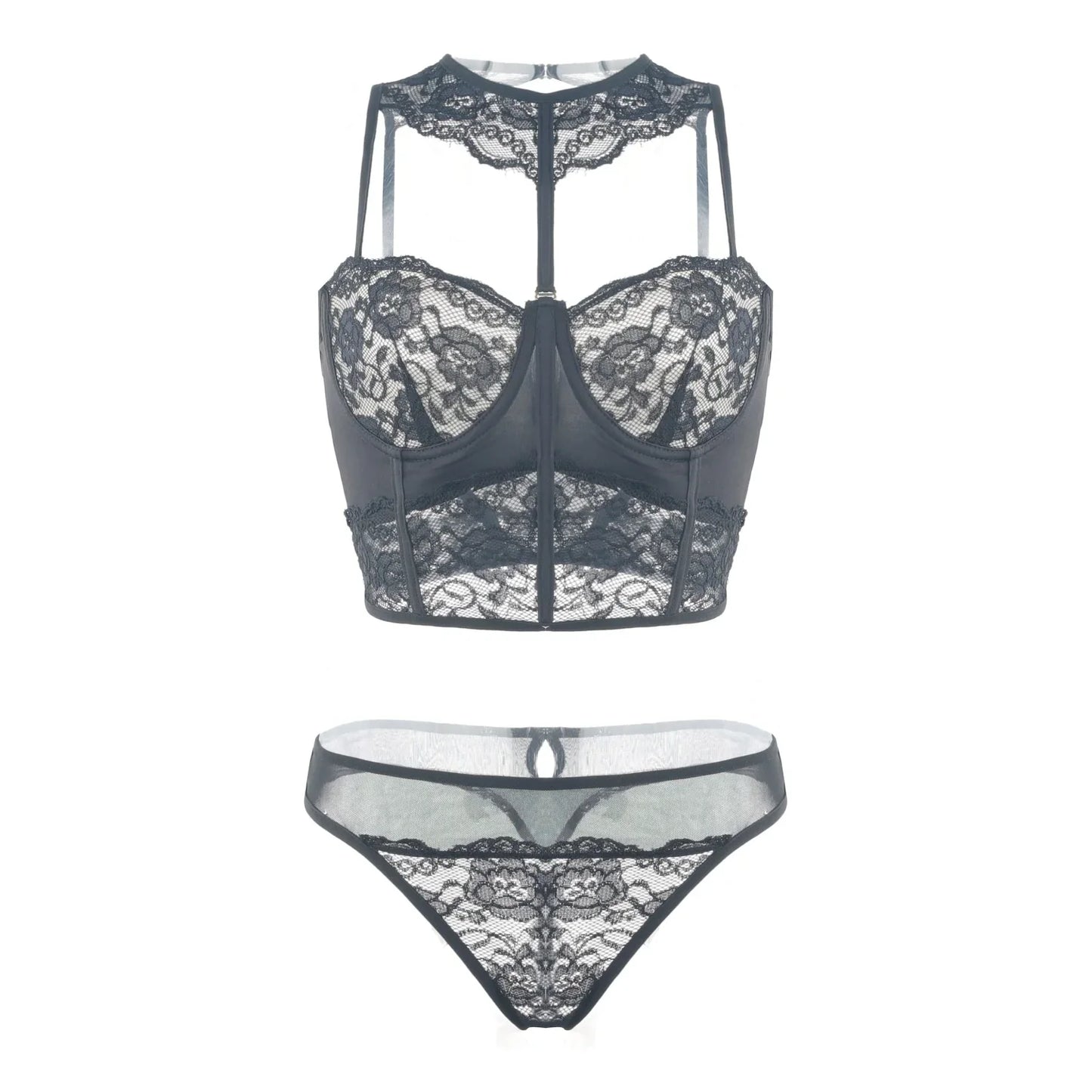 Womens Lace Lingerie Sexy Bra and Panty Set Strappy Babydoll