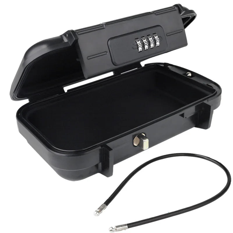 Portable Safe Box Travel Safe Box Large Capacity Security Lockbox Code Waterproof Key Lock Box with Removable Cable Handle