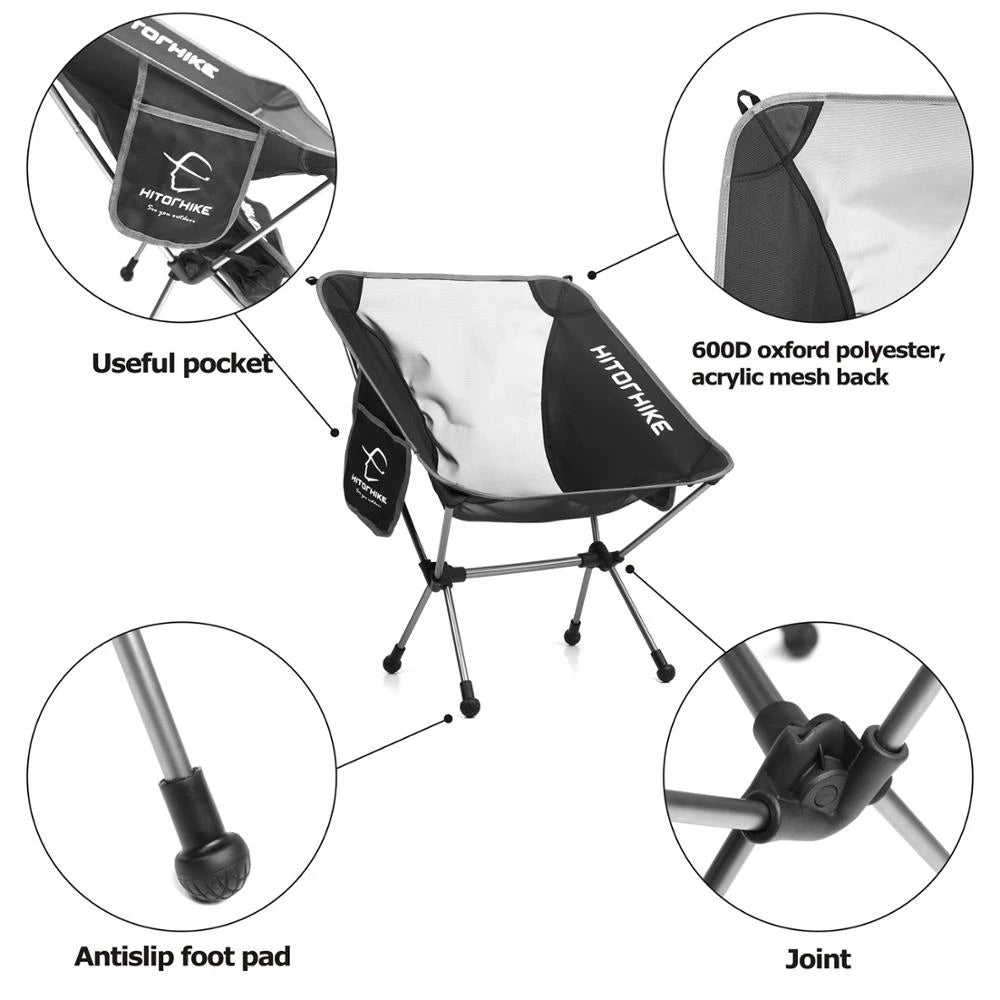 Camping Chair Backpacking Chairs Ultralight Folding Chair Compact with Portable Storage Bag Side Pockets for Travel