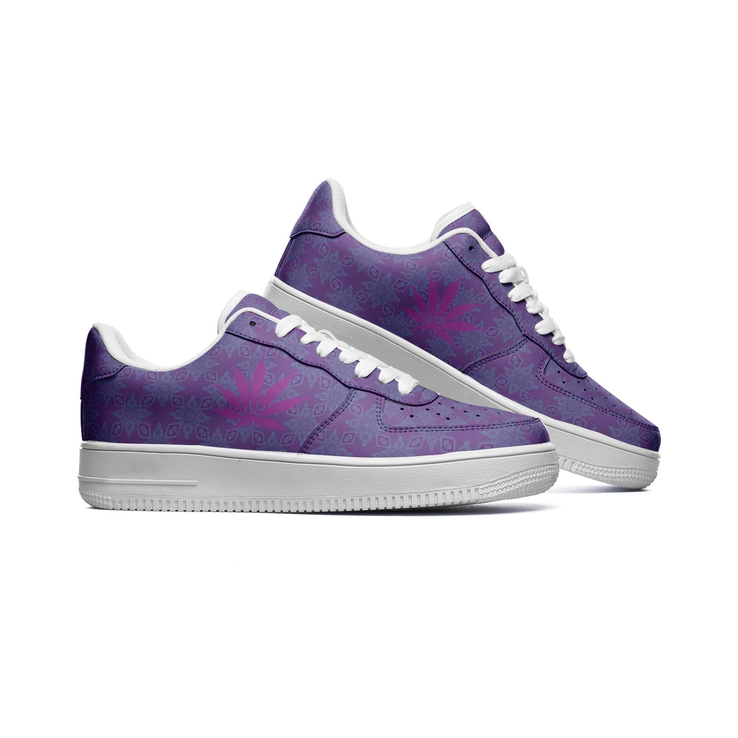 Purple Spark Infinite Universe Unisex Low Top Leather Sneakers