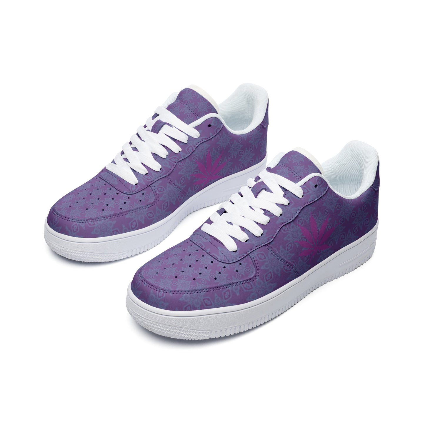Purple Spark Infinite Universe Unisex Low Top Leather Sneakers