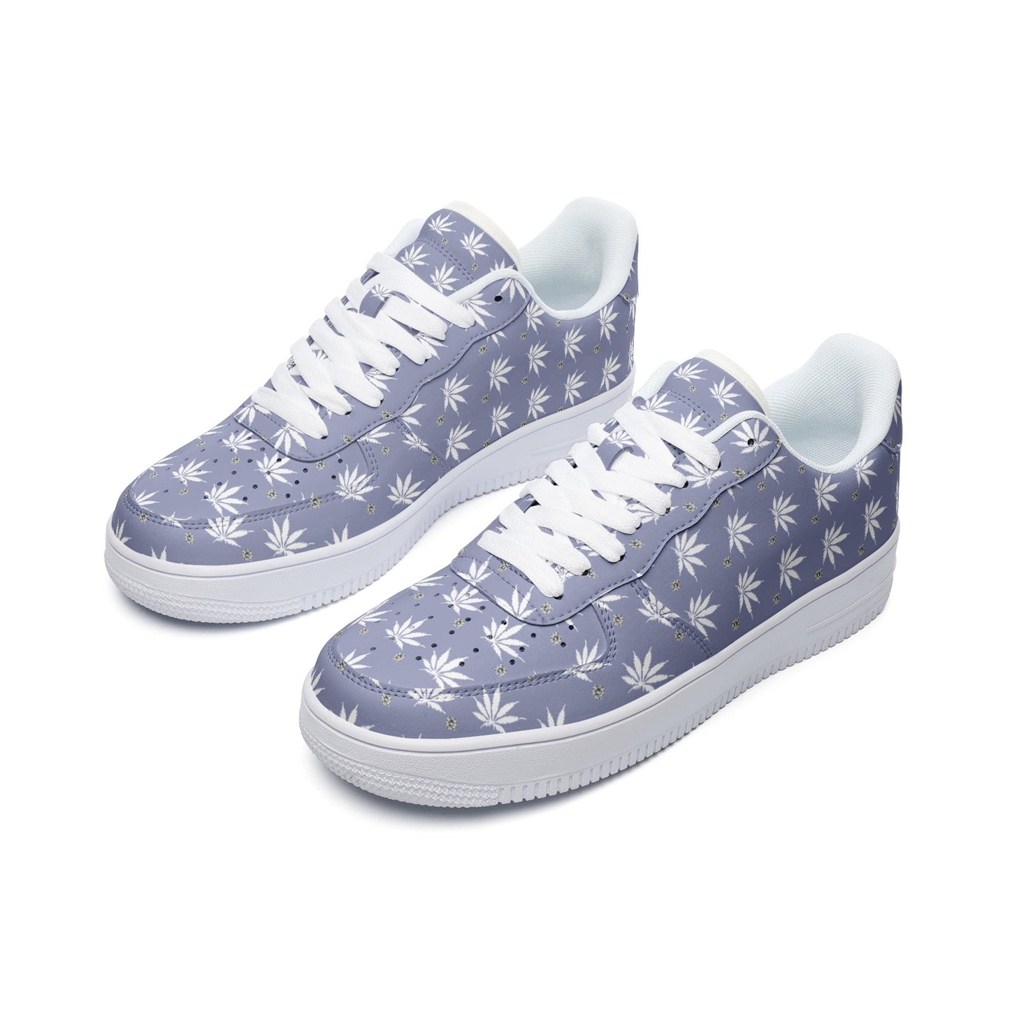 True Purple FROSTED ICED DIAMOND Unisex Low Top Leather Sneakers