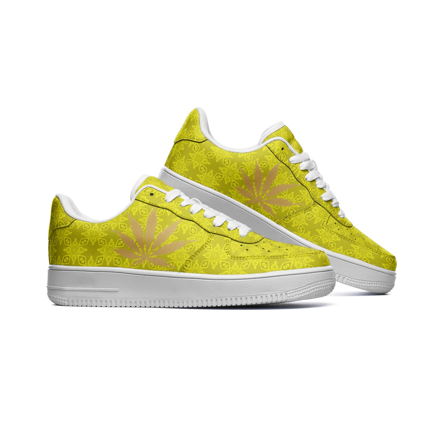 Gold Infinite Universe Unisex Low Top Leather Sneakers