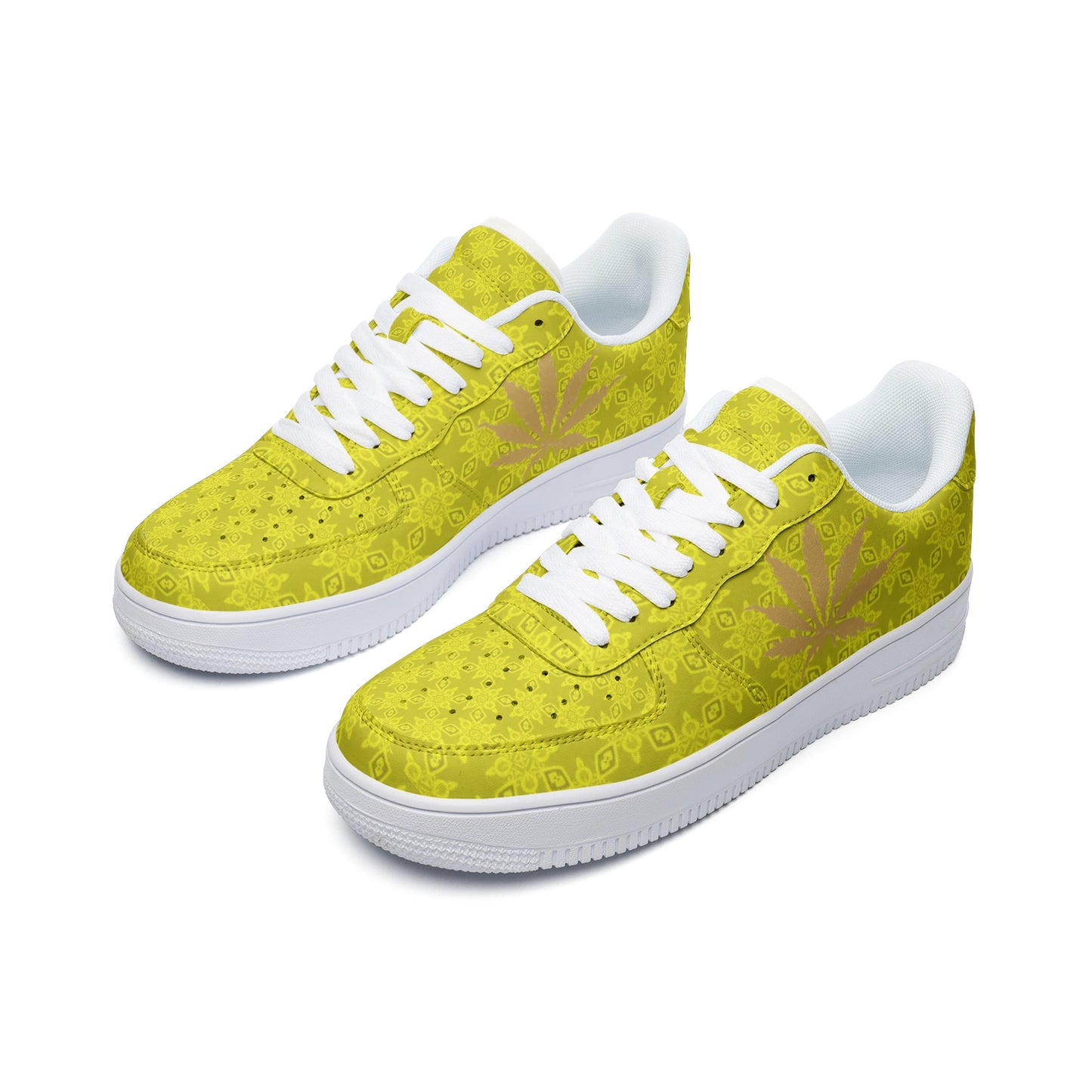Gold Infinite Universe Unisex Low Top Leather Sneakers