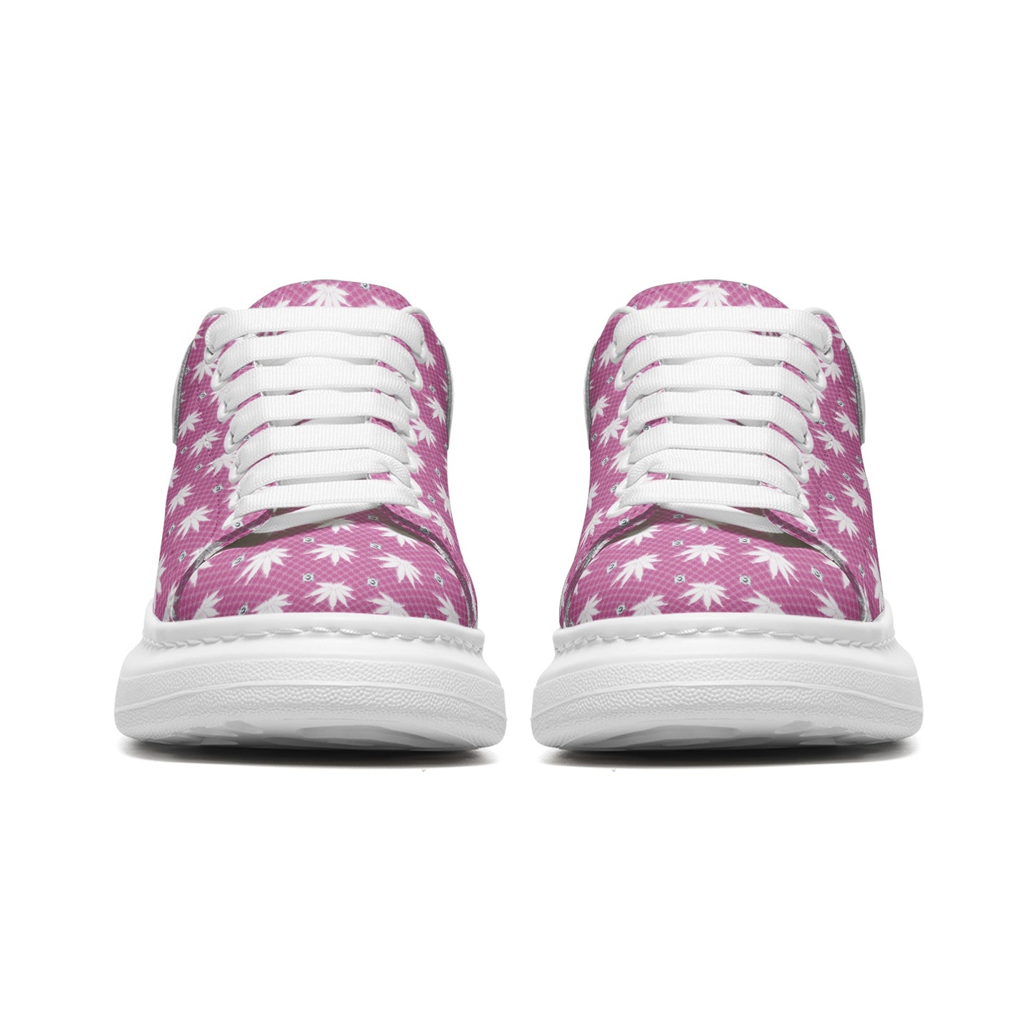 FROSTED ICED FLAMING ICED DIAMOND Infinite Universe Unisex Non Slip Lace Up Faux Leather Sneakers