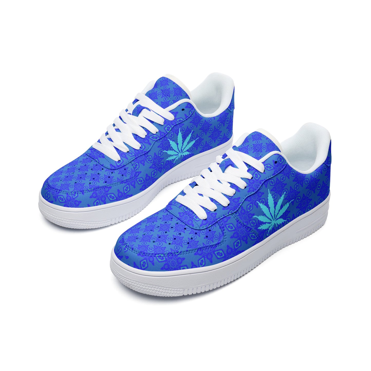 Blue Mellow Infinite Universe Unisex Low Top Leather Sneakers