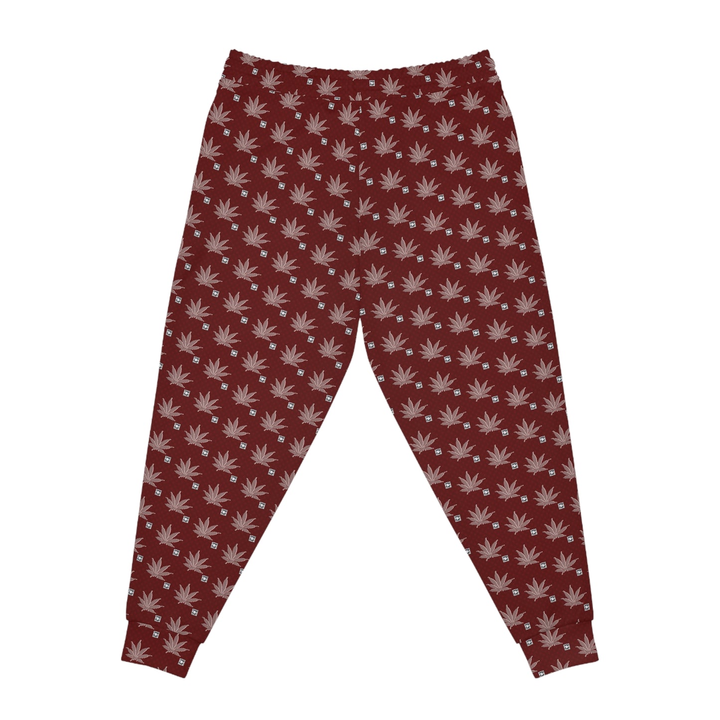 SHARP FROSTED ICED DIAMOND Infinite Universe Maroon Leaf Pattern Joggers — All-Over Print Athletic Sweatpants