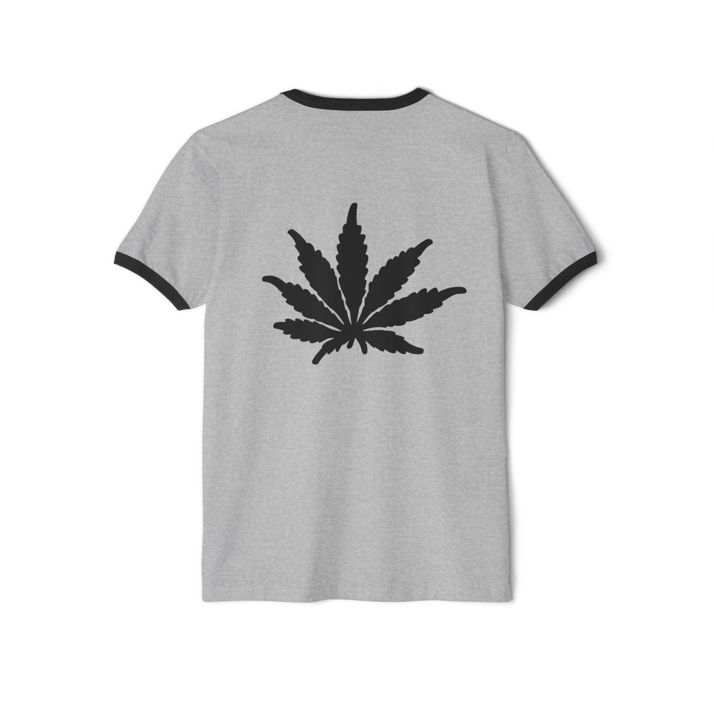 EnglishCaliGenetics - Ringer T-Shirt - Logo with Cannabis Leaf Back