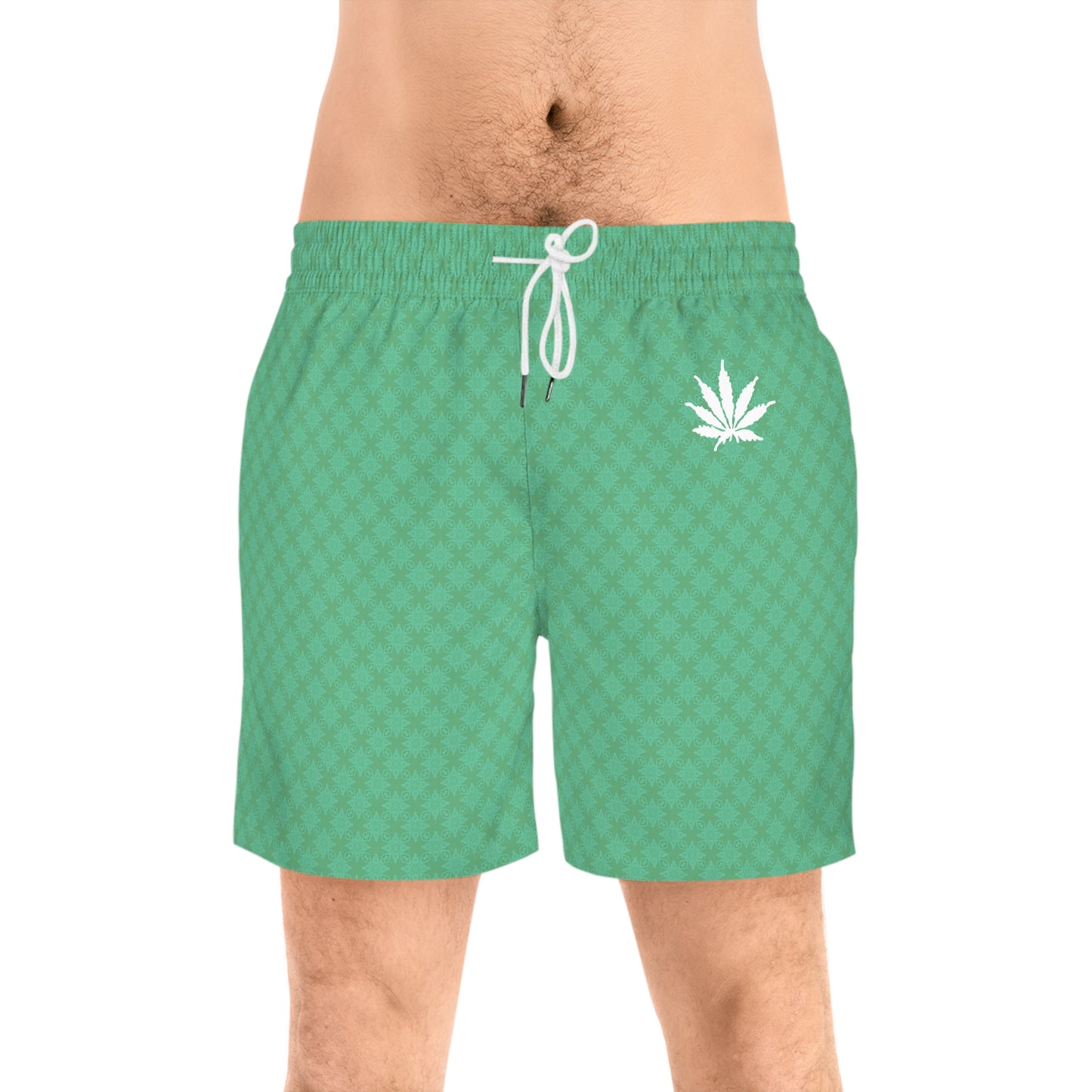 Aurora Green FROST Infinite Universe {BABY STAR FLAKE} Men's Mid-Length Swim Shorts (AOP)