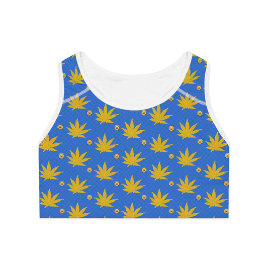 GOLD FORT KNOXX STAR STRUCK ICED DIAMOND Infinite Universe Colorful Leaf Sports Bra for Active Lifestyle, Yoga, Fitness, Workout Gear, Gift for Her, Summer Essential