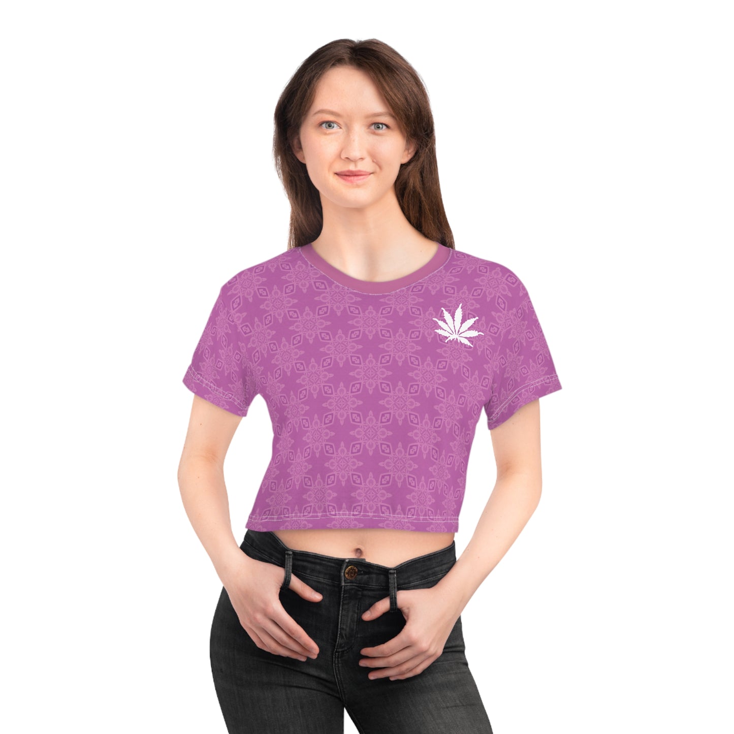 FROST Pink Diamond {BABY STAR FLAKE} Infinite Universe Crop Tee (AOP)