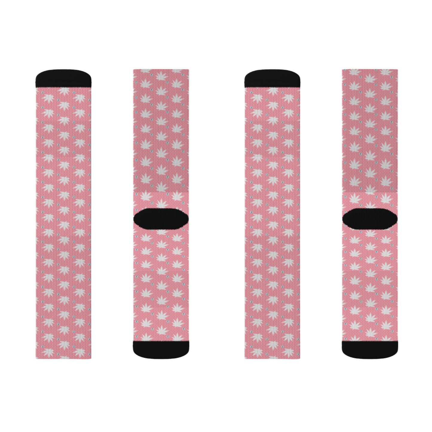 FROSTED BRIGHT TRUE PINK ICED DIAMOND Chic Floral Sublimation Socks