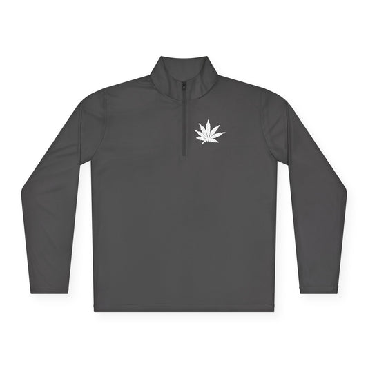 ICED FROST Infinite Universe Quarter-Zip Pullover — Minimal Leaf Chest Logo