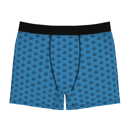 UNKNOWN BLUE Stylish Men’s Boxer Briefs - Cannabis Leaf Print, Fun Underwear, Comfortable Everyday Wear, Unique Gift for Him, Festival Attire