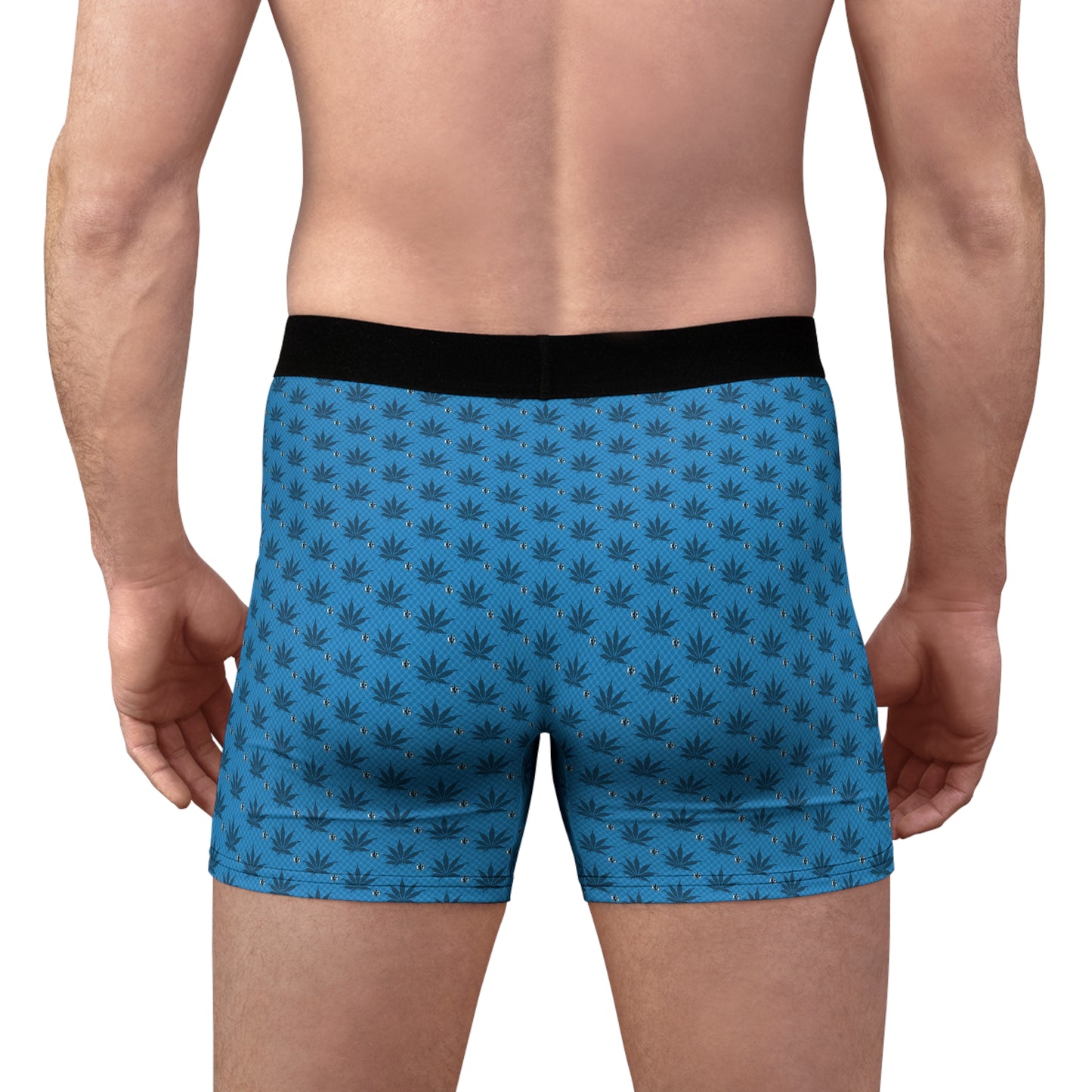 UNKNOWN BLUE Stylish Men’s Boxer Briefs - Cannabis Leaf Print, Fun Underwear, Comfortable Everyday Wear, Unique Gift for Him, Festival Attire