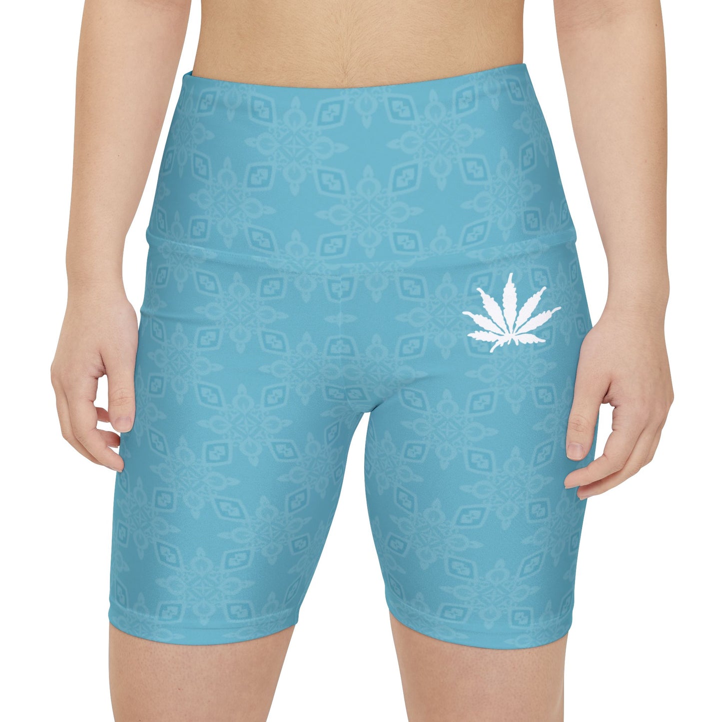Sapphire SKY-ICE Infinite Universe Aqua Leaf Pattern Women's Workout Shorts