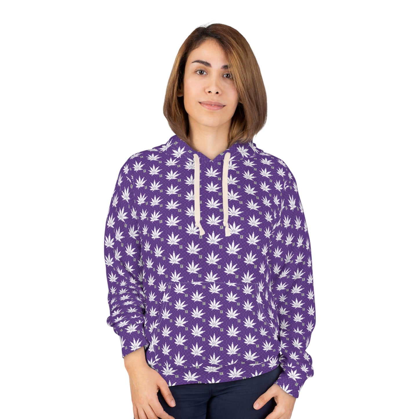 FROSTED RICH ICED DIAMOND Infinite Universe Pattern Hoodie – All-Over Print Cannabis Leaf Pullover