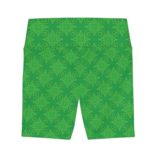 GREEN SMOKE Infinite Universe Women's Workout Shorts — All-Over Print Yoga Biker Shorts