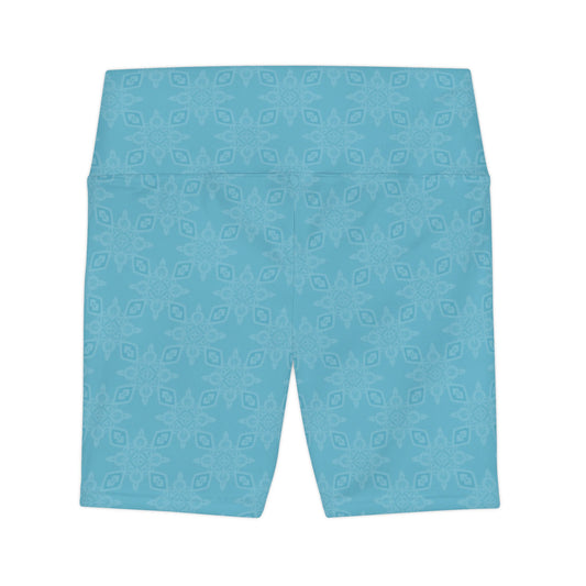 Sapphire SKY-ICE Infinite Universe Aqua Leaf Pattern Women's Workout Shorts