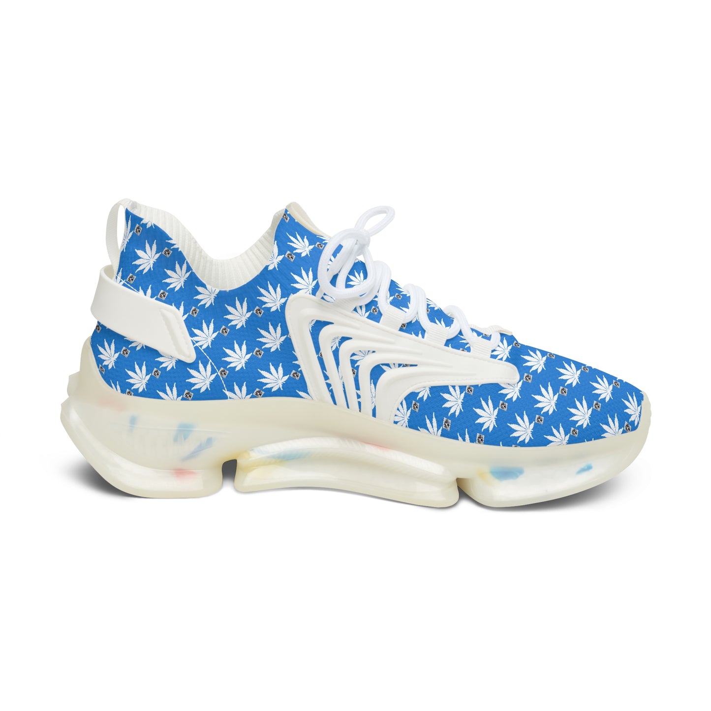 NEW Sapphire BLUE-ICE Infinite Universe Mesh Sneakers — Blue Palm Leaf Athletic Shoes for Women