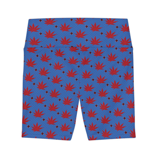 BLOOD STAR STRUCK Infinite Universe Cozy Cannabis Print Workout Shorts, Stylish Activewear for Gym, Yoga, Running, Gifts for Her, Summer Essentials
