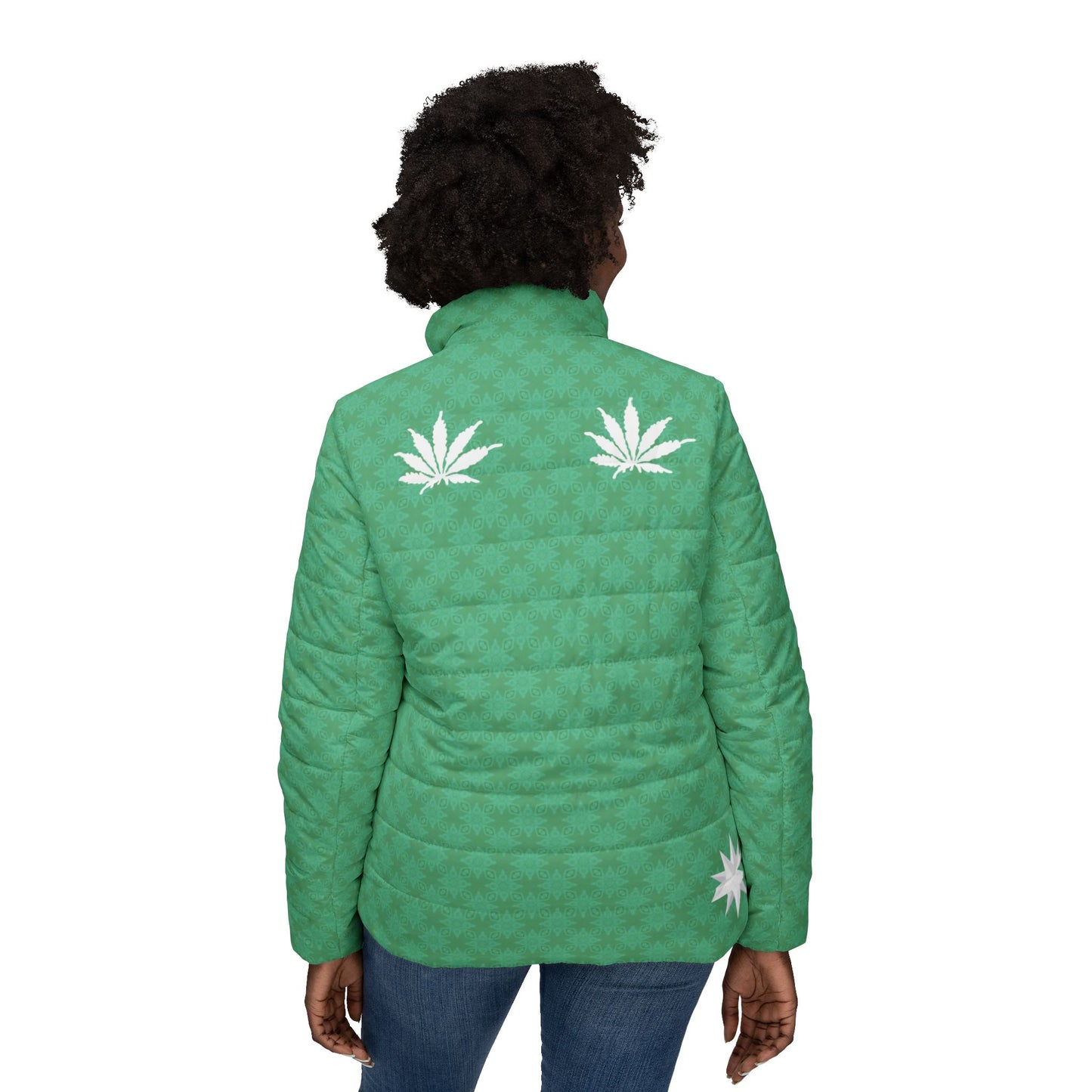 Aurora Green {BABY STAR FLAKE} Infinite Universe Women’s Puffer Jacket (AOP)