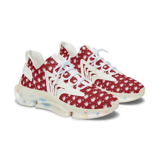 FROSTED BLOOD ICED DIAMOND Infinite Universe - Vibrant Women's Mesh Sneakers with Leaf Print