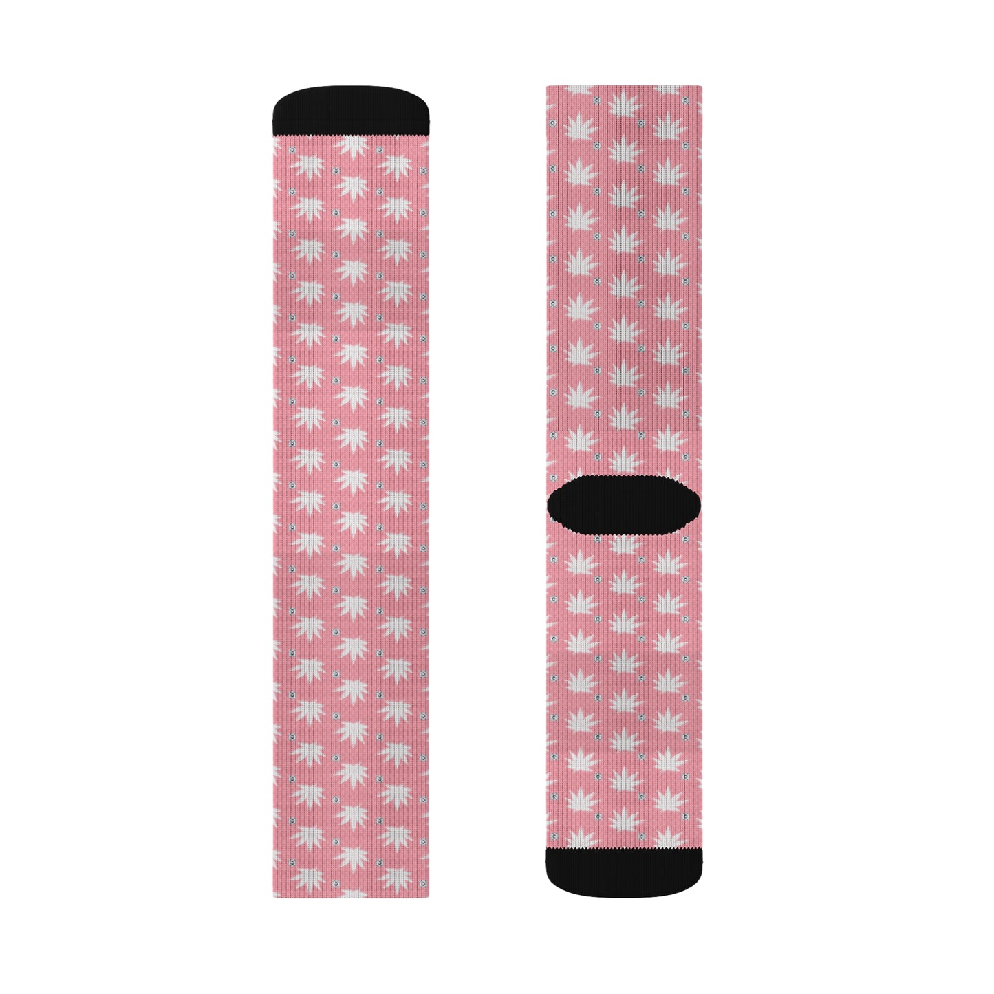 FROSTED BRIGHT TRUE PINK ICED DIAMOND Chic Floral Sublimation Socks