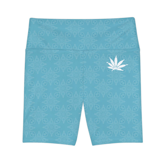 Sapphire SKY-ICE Infinite Universe Aqua Leaf Pattern Women's Workout Shorts
