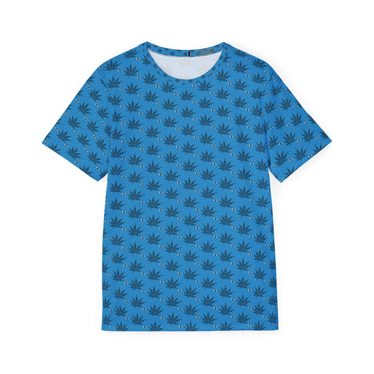 UKNOWN BLUE Men's Sports Jersey - AOP Leaf Print, Casual Streetwear, Summer Sports Top, Gift for Athletes, Cool Graphic Tee