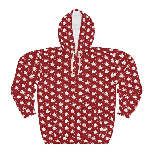 BLOOD FROSTED ICED DIAMOND Cozy Cannabis Leaf Pullover Hoodie | Unisex AOP Sweatshirt | Perfect for Casual Outings, Festivals, Hemp Lovers, Gift Ideas, Cozy Wear