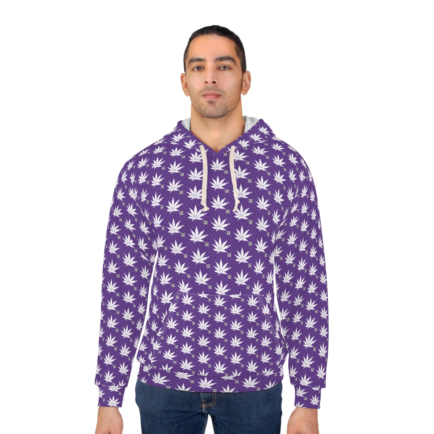 FROSTED RICH ICED DIAMOND Infinite Universe Pattern Hoodie – All-Over Print Cannabis Leaf Pullover