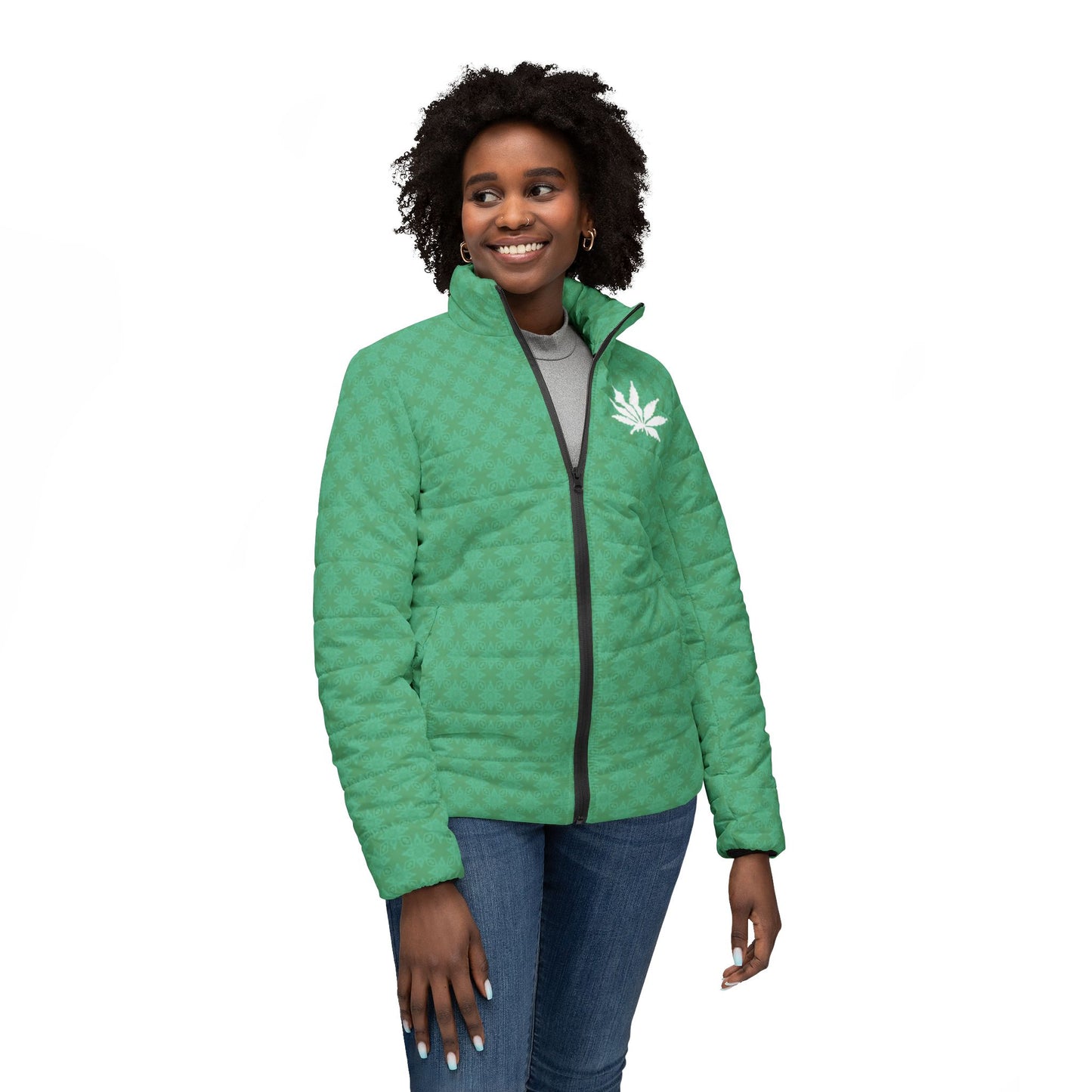 Aurora Green {BABY STAR FLAKE} Infinite Universe Women’s Puffer Jacket (AOP)