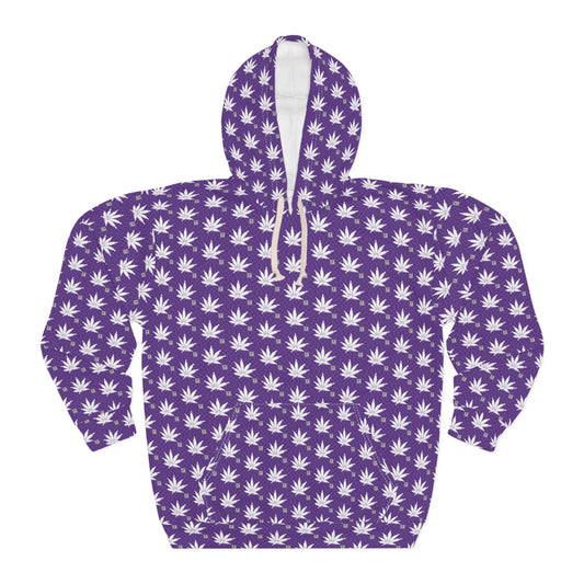 FROSTED RICH ICED DIAMOND Infinite Universe Pattern Hoodie – All-Over Print Cannabis Leaf Pullover