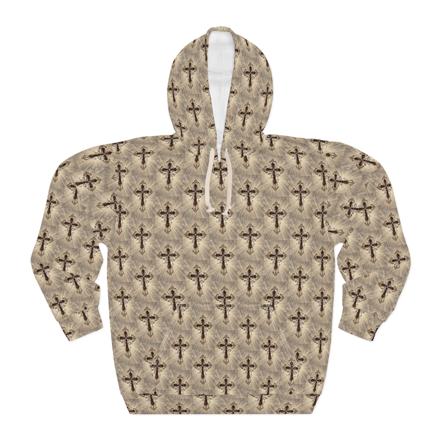 LOOK TWICE CROSS Infinite Universe Stylish Cross Print Unisex Pullover Hoodie, Cozy Casual Wear, Great for Gifts, Fashionable Streetwear, Ideal for Fall and Winter