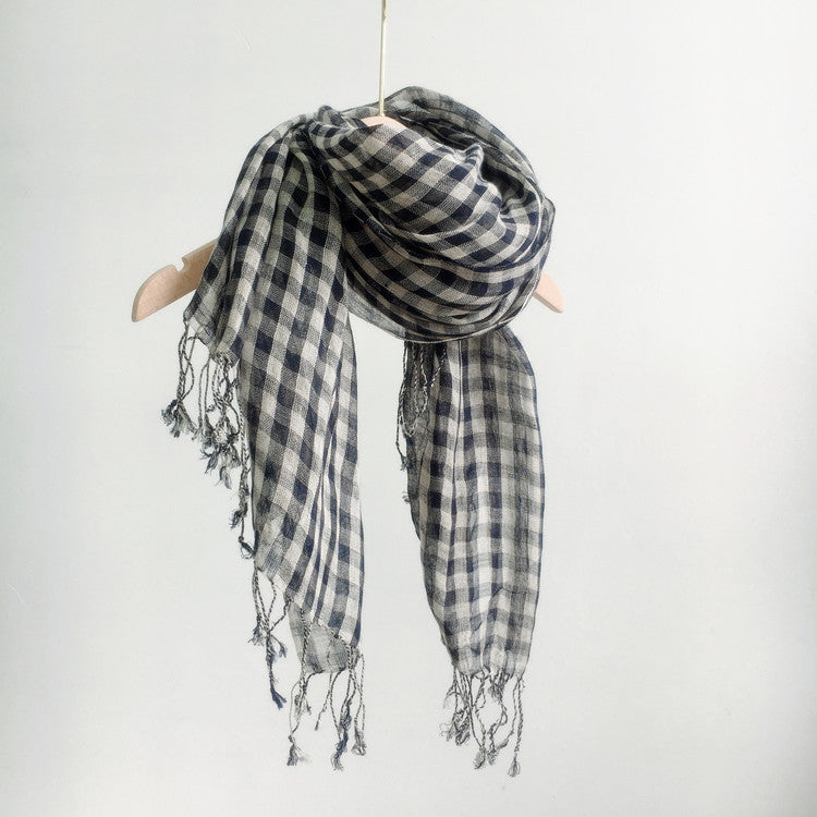 High Quality 100% Linen Scarf Plaid Shawl Four Seasons Scarves Muslim Scarves For Lady
