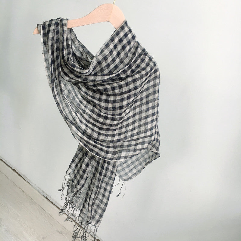 High Quality 100% Linen Scarf Plaid Shawl Four Seasons Scarves Muslim Scarves For Lady